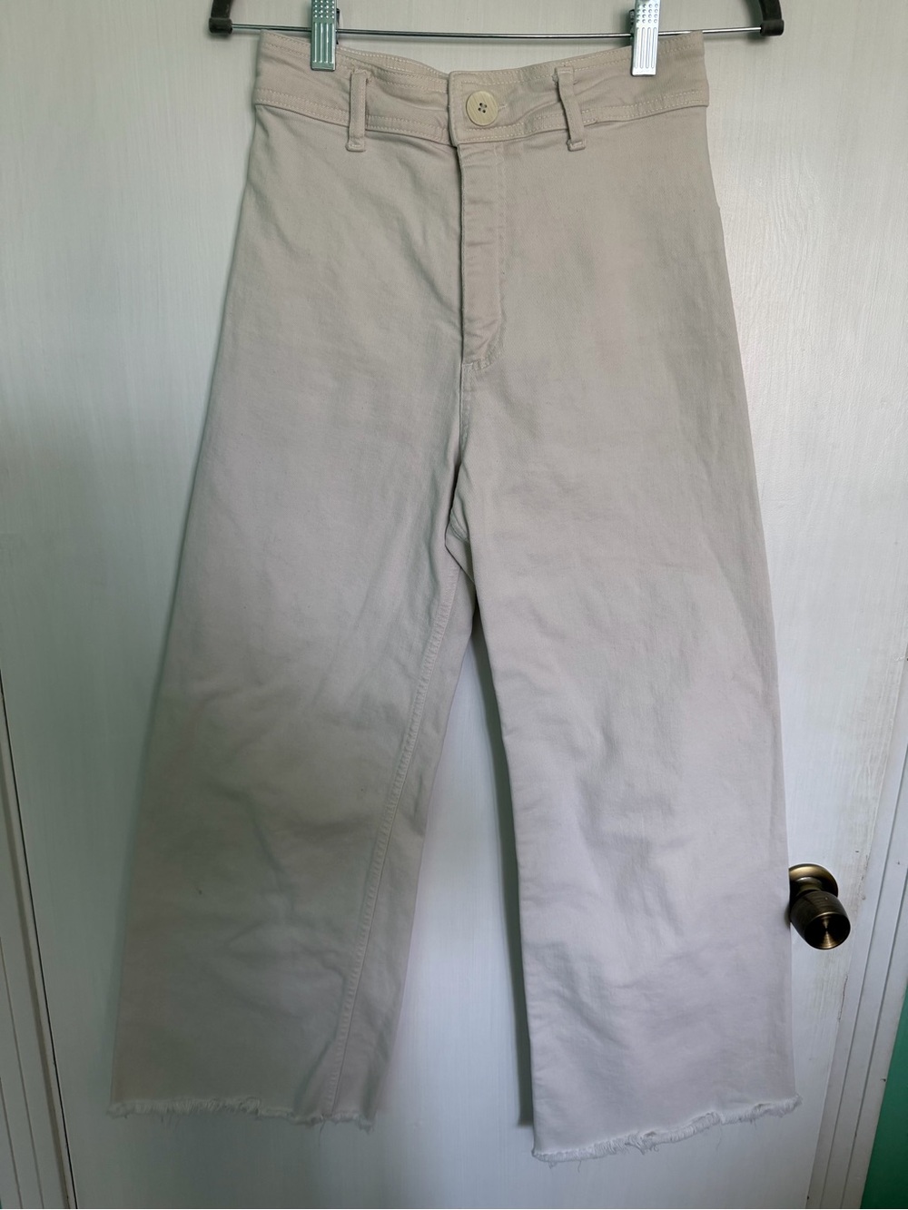 Zara Wide-Leg High-Rise Pants - Light Beige
